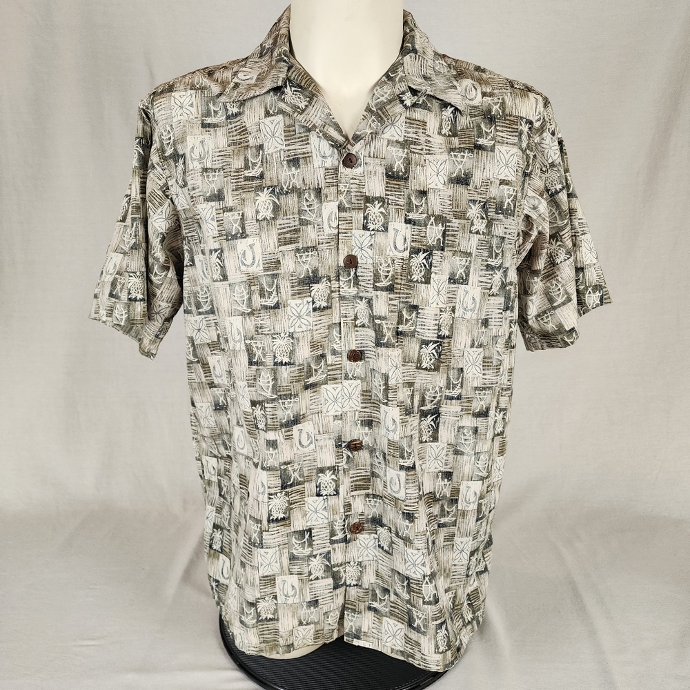Go Barefoot Large Tan Hawaiian Shirt
